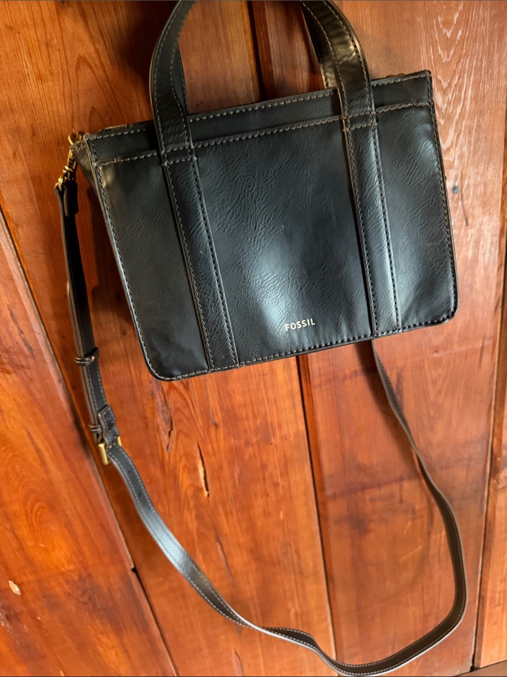 Fossil Dark Brown Leather Crossbody Satchel